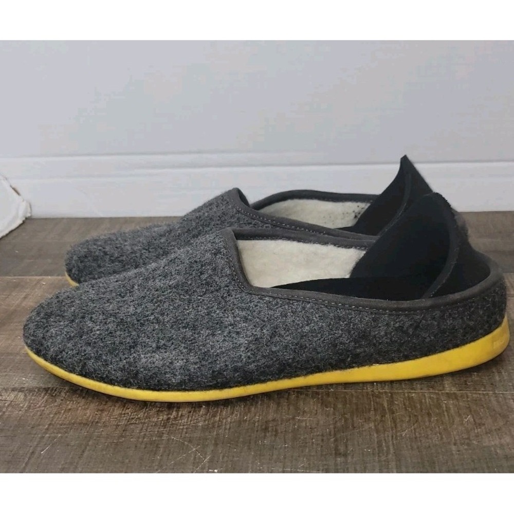 Mahabis Classic‎ Slipper Mens 6.5 Womens 8 Larvik Grey Yellow Wool CLA-A1V1 - Picture 4 of 7